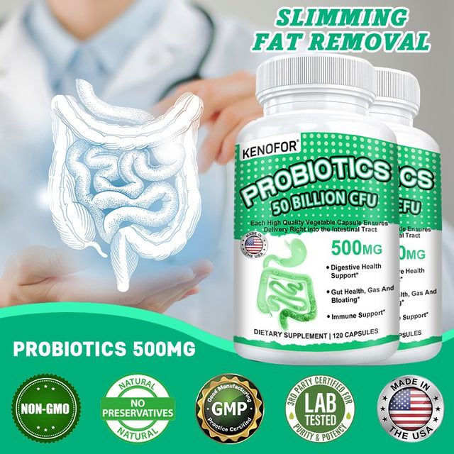 KENOFOR Probiotic 50 Billion for Women and Men, with Lactobacillus Acidophilus, for Digestive, Colon and Immune Support, Daily Gas Relief, Dairy-Free