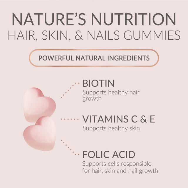 Sugar Free Hair Vitamins Gummies with Biotin 5000 Mcg, Vitamin A, B12, C, D, E, Folic Acid, Supports Hair Growth Gummy, Vegetarian Friendly, Supports Strong Beautiful Hair and Nails - 60 Gummies