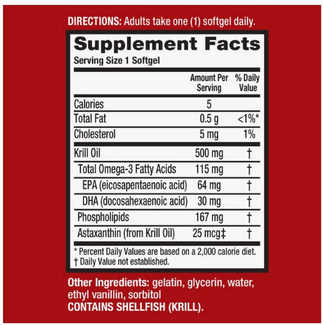 Megared Dietary Supplement Extra Strength 500Mg Omega-3 Krill Oil, 40Ct