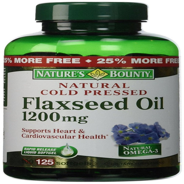 Nature'S Bounty Natural Cold Pressed Flaxseed Oil Softgels, 1200Mg, 125 Count