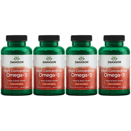 Swanson High Concentrate Omega-3 - Mini Softgels 570 Mg 120 Sgels 4 Pack