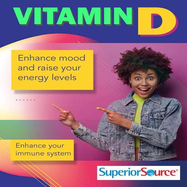 Superior Source Vitamin D3 10000 IU Quick Dissolve Mivcrolimqia; Tablets - 100 Count. Promotes Strong Bones, and Teeth. Immune Support Non-Gmo. Dietary Supplement