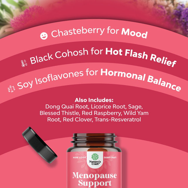 Complete Herbal Menopause Supplement for Women - Multibenefit Menopause Relief Hormone Balance for Women for Night Sweats Mood and More with Dong Quai Vitex Chaste Berry and Black Cohosh