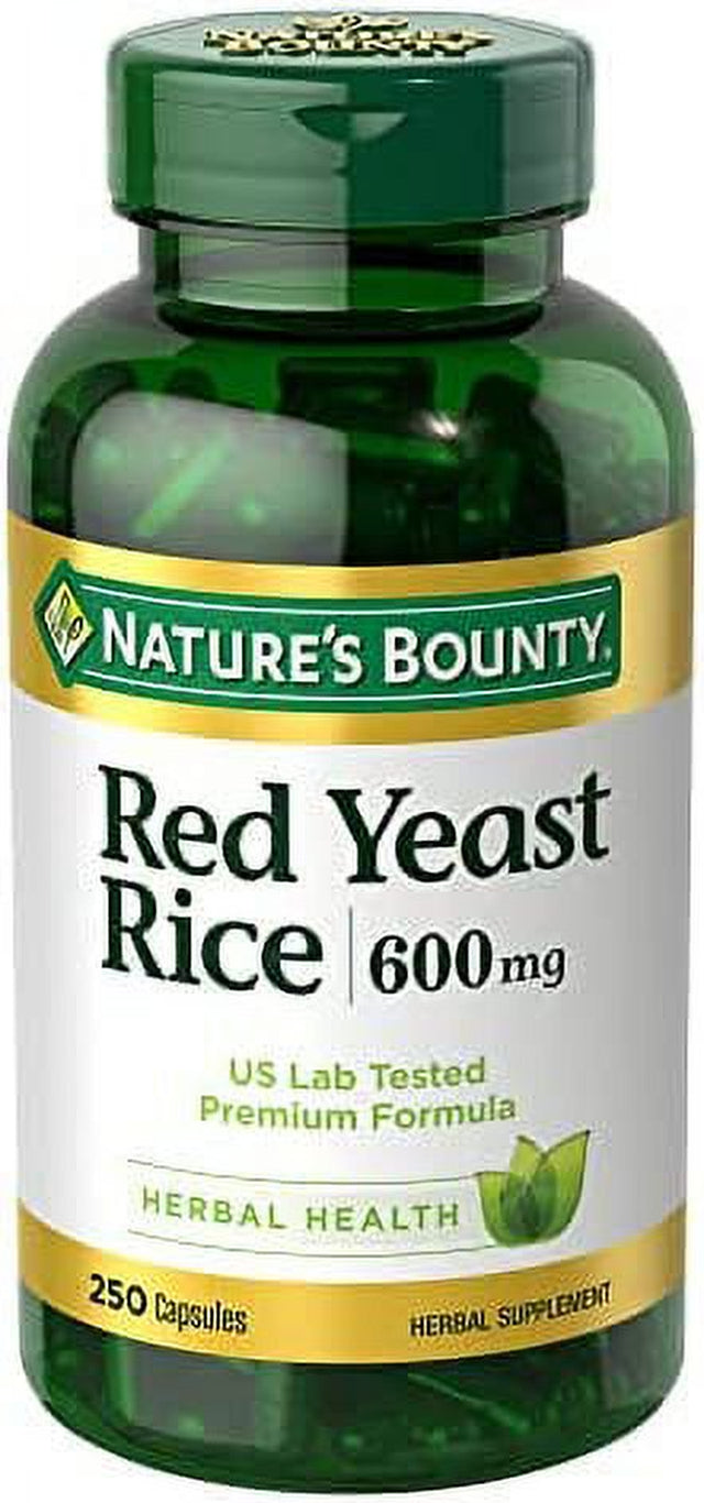 Nature’S Bounty Red Yeast Rice, Herbal Supplement, 600 Mg, 250 Capsules 250 Count (Pack of 1)