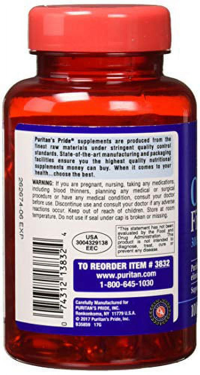 Puritans Pride Omega-3 Fish Oil 1000 Mg, 100 Count