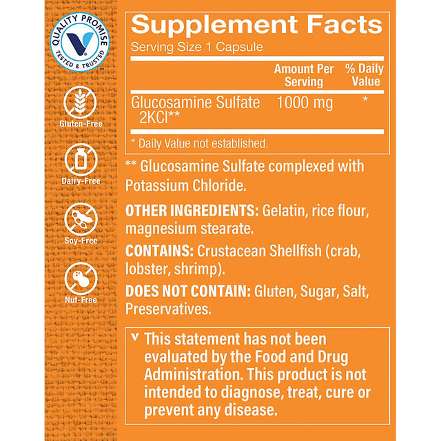 The Vitamin Shoppe Glucosamine Sulfate 1,000MG, Supports Joint Health, Natural Amino Sugar (240 Capsules)