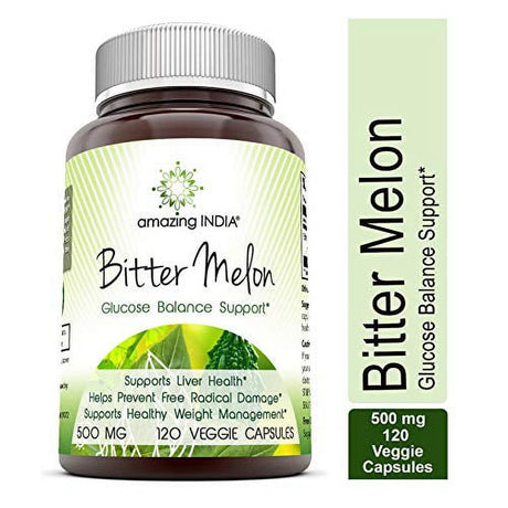 Amazing India Bitter Melon 500 Mg 120 Vegetarian Capsules (Non-Gmo) - Supports Liver Health, Healthy Weight Management & Helps Prevent Free Radical Damage*