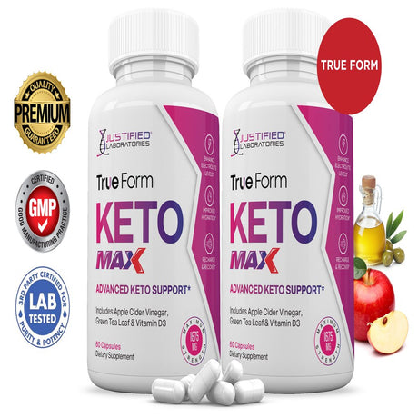 (2 Pack) True Form Keto ACV MAX Pills 1675Mg Alternative to Gummies Dietary Supplement 120 Capsules