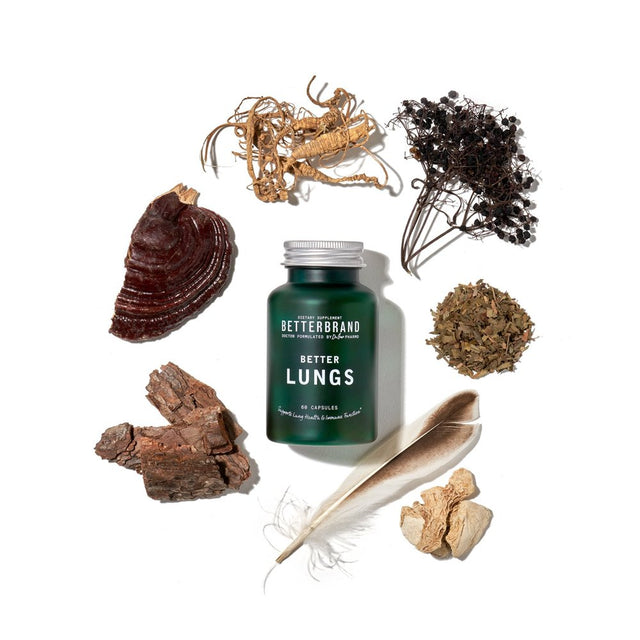 Betterbrand Betterlungs Daily Respiratory Health Supplement - with Mullein Leaf, Elderberry, Vitamin D, Ginseng and Reishi Mushroom | Lung Health, Allergy, Sinus, and Mucus Relief