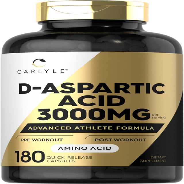 D Aspartic Acid 3000Mg | 180 Capsules | Advanced Athlete Formula | by Carlyle