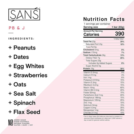 SANS Variety Meal Replacement Protein Bar | All-Natural Nutrition Bar with No Added Sugar | Dairy-Free, Soy-Free, and Gluten-Free | 16 Essential Vitamins and Minerals | (12 Pack)