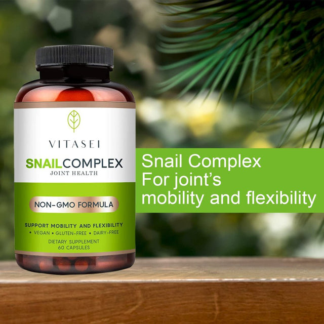 VITASEI Snail Complex Collagen Joint Support Supplement for Women & Men, Supports Mobility & Flexibility, Organic Dietary MSM Supplement, Non-Gmo, Gluten-Free, Dairy-Free, 60 Pills