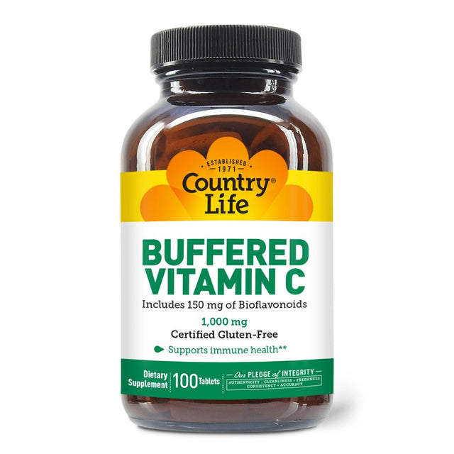 Country Life Buffered Vitamin C, 1,000 Mg, 100 Tablets