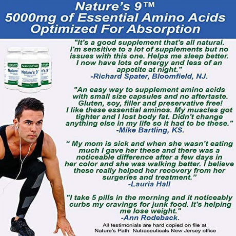 Nature'S Path Nature'S 9 - 5000Mg of 9 Essential Amino Acids - Pre- and Post-Workout Tablets