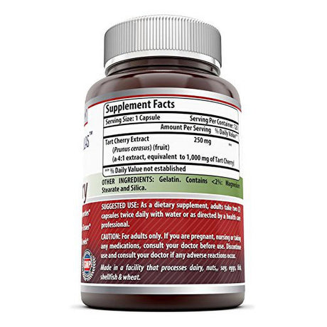 Amazing Formulas Tart Cherry Extract 1000 Mg Capsules - (Non-Gmo, Gluten Free) - Antioxidant Support - Promotes Joint Health & a Proper Uric Acid Level Balance (120 Count)