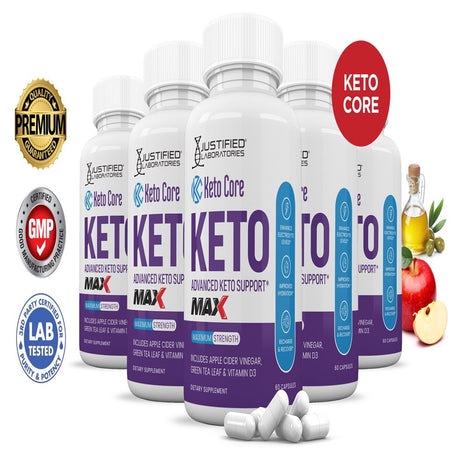 (5 Pack) Keto Core ACV MAX Pills 1675Mg Alternative to Gummies Dietary Supplement 300 Capsules