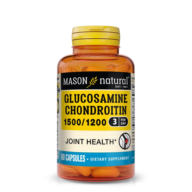 Mason Natural Glucosamine Chondroitin 1500/1200 with Vitamin C - Supports Joint Health, 60 Capsules