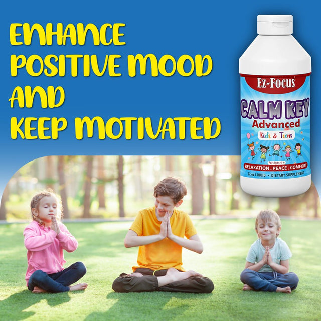 Calm Key Kids Calm Support Liquid Extract, Aid for Relaxation, Calmness, Sleep Support, Immune Support, Positive Mood, Non-Habit Forming Vegan, Sugar-Free by Ez-Focus