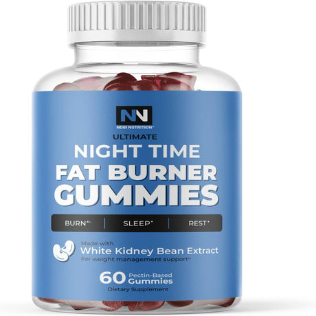 Nobi Nutrition Night Time Fat Burner Gummies | Weight Loss & Sleep Support Supplement | Slimming Hunger Suppressant & Metabolism Booster