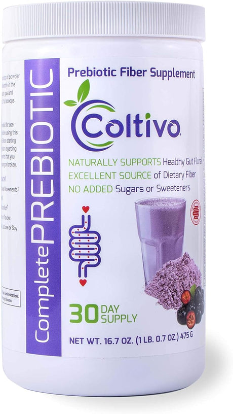 Visceral Health Coltivo Prebiotic Fiber Supplement Powder | Unflavored Powdered Dietary Fiber with Resistant Starch, Inulin, FOS, Aronia & Blueberry Extract | No Added Sugar - 16.7 Oz, 30 Day Supply