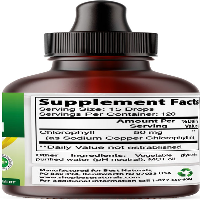 Best Naturals Liquid Chlorophyll Drops 50 Mg per Serving 120 Servings per Bottle | 2 FL OZ | Supports Healthy Energizing, Alkalization, Healthy Oxygenation | Digestion and Immune System Support