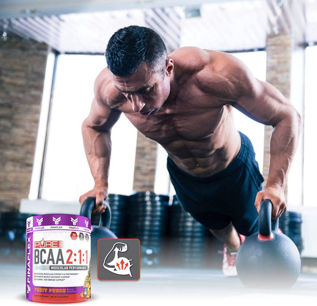 FINAFLEX Pure BCAA 2:1:1, Fruit Punch - 9.7 Oz - Promotes Strength, Recovery & Performance - with 2:1:1 Ratio of Leucine, Isoleucine & Valine + Vitamin C - 30 Servings