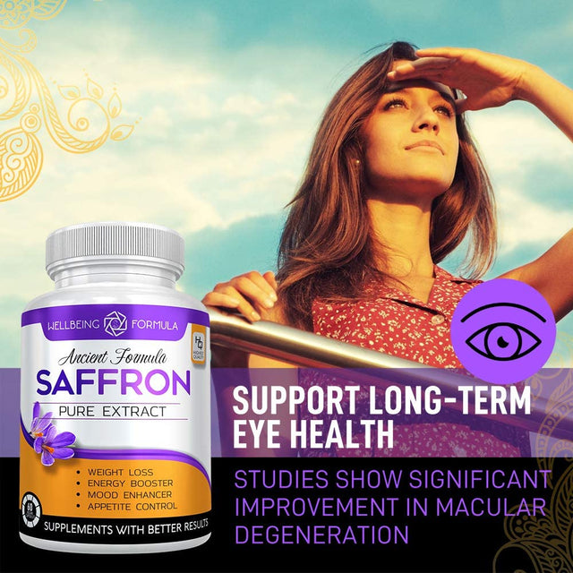 Pure Saffron Extract for Healthy Weight Loss-Natural Appetite Suppression Pills Booster Saffron Supplement -Hunger Suppressant for Women and Men-Saffron Capsules