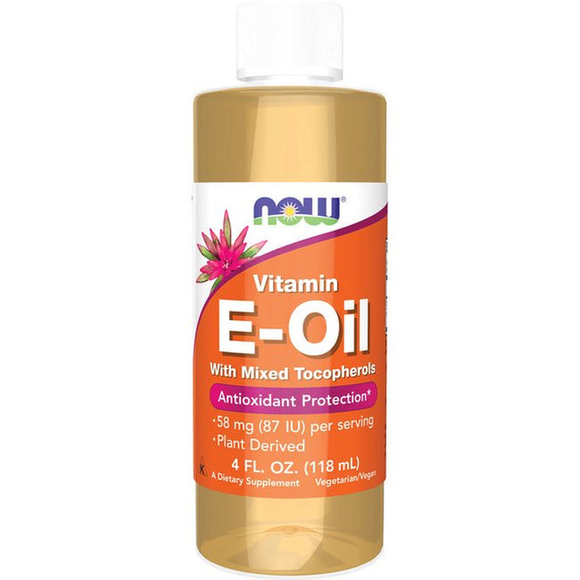 NOW Supplements, Natural Vitamin E-Oil (D-Alpha Tocopherol) plus Mixed Tocopherols, Antioxidant Protection*, 4-Ounce