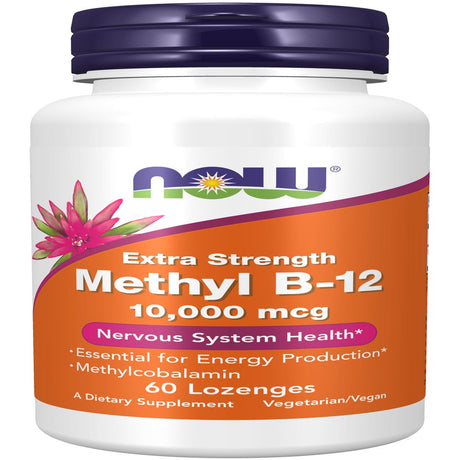 NOW Supplements, Methyl B-12 (Methylcobalamin) 10,000 Mcg, Nervous System Health*, 60 Lozenges