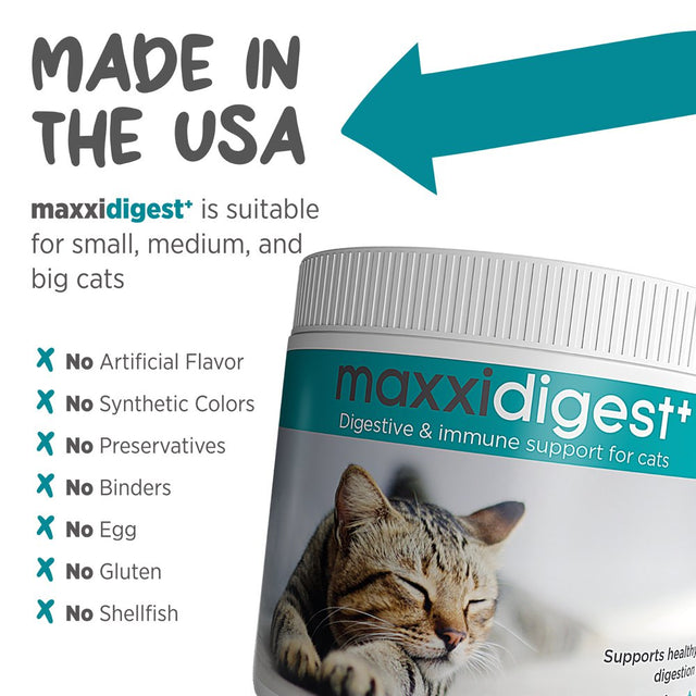 Maxxidigest+ Digestive and Immune Supplement for Cats by Maxxipaws - Powder 7 Oz