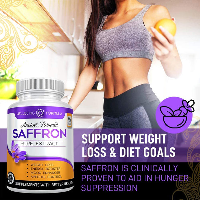 Pure Saffron Extract for Healthy Weight Loss-Natural Appetite Suppression Pills Booster Saffron Supplement -Hunger Suppressant for Women and Men-Saffron Capsules