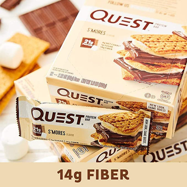 1) Pack of 4 Bars inside - 2.12Oz (60G) Each Net WT 8.5Oz(240G) QUEST PROTEIN BAR S'MORES FLAVOR