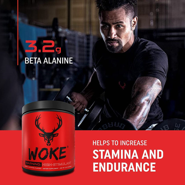 Bucked up - Woke - HIGH STIM Pre Workout - Best Tasting - Focus Nootropic, Pump, Strength and Growth, 30 Servings (Strawberry Kiwi)