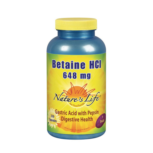 Nature'S Life Betaine HCL Supplement | Digestion Support Formula | Non-Gmo | 648 Mg 100 Gelatin Caps