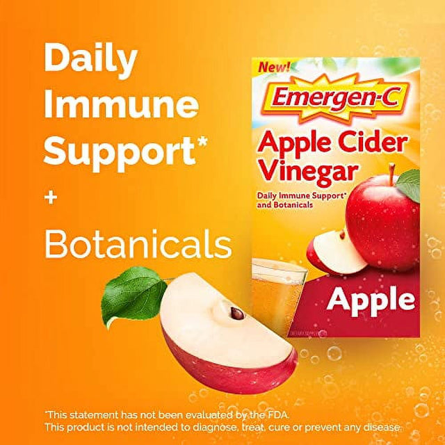 Emergen-C Apple Cider Vinegar Vitamin C Fizzy Drink Mix, Dietary Supplement for Immune Support, Apple - 18 Count