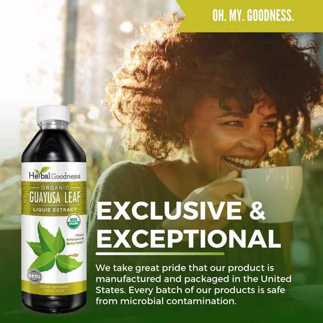 Guayusa Leaf Extract - Natural Caffeine Drink and Energy Supplements Coffee with Alternative Oxidative - Organic, Kosher -1(12Oz) Btl - Herbal Goodness