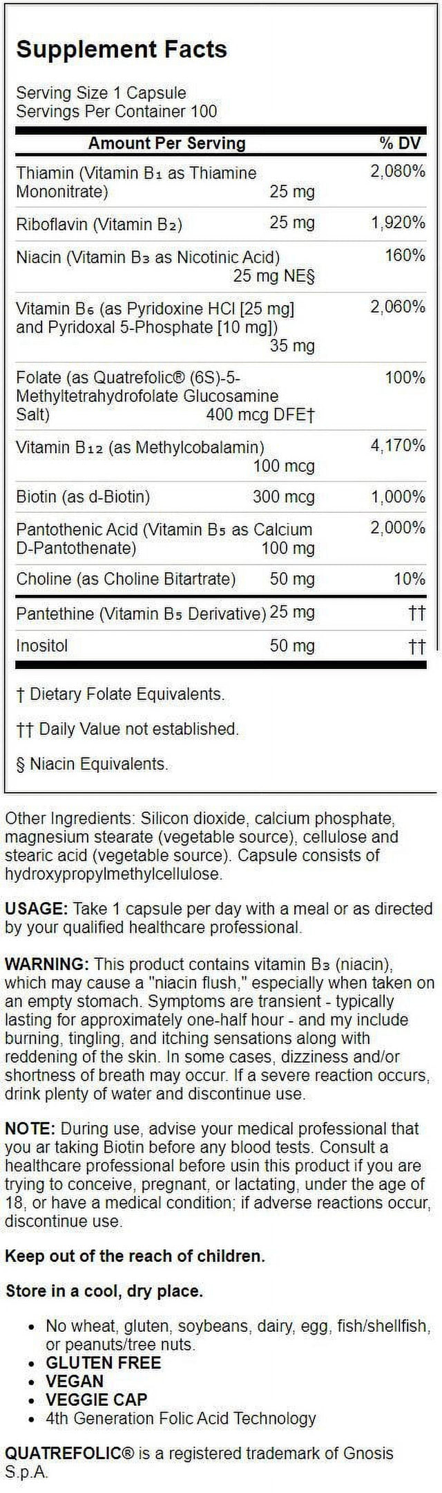 Jarrow Formulas B-Right Complex, Supports Engery, Brain and Cardiovascular Health, 100 Veggie Caps