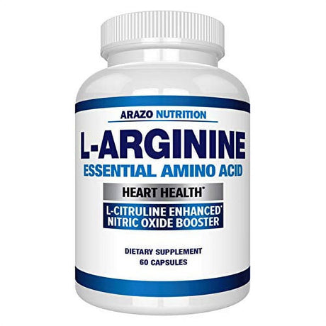 Premium L Arginine - 1340Mg Nitric Oxide Booster with L-Citrulline & Essential Amino Acids for Heart and Muscle Gain - Nitric Oxide Boost Supplement for Endurance and Energy - 60 Capsules