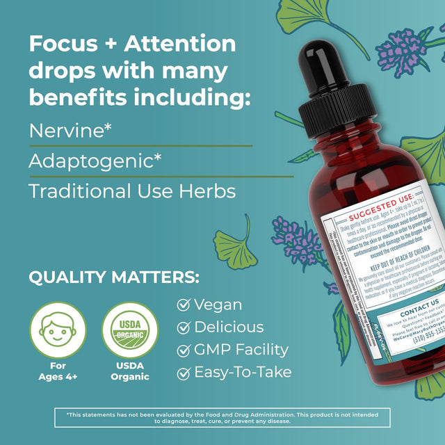 Maryruth'S | USDA Organic Nootropic Supplement for Kids | Focus & Attention Liquid Drops | Ginkgo Biloba & Astragalus | Vegan, Non-Gmo | 30Ml