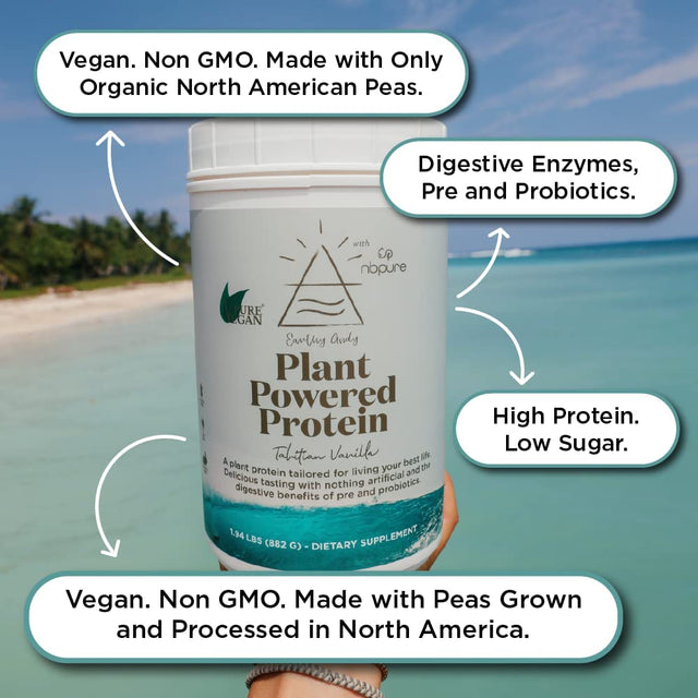 Nbpure Earthy Andy Plant Powered Protein, Gluten-Free, Non-Gmo, Cruelty Free Pea Protein Powder, Vanilla, 30 Servings