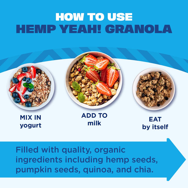 Manitoba Harvest Hemp Yeah! Granola, Blueberry, 10Oz, with 14 G of Protein, 3.5 G Omegas 3 & 6, 4 G of Fiber and Less than 10 G Sugar per Serving, Organic, Non-Gmo, (Pack of 3) Packaging May Vary