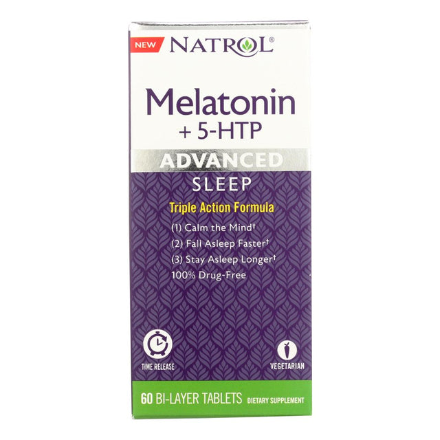 Natrol Advanced Sleep Melatonin + 5 HTP Bi-Layer Tablets, 60 Ct