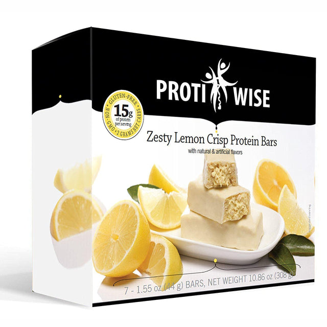 Protiwise - 15G Protein, Very Low Carb, Low Calorie, Low Fat, | 7/Box | High Fiber Snack Bar, KETO Diet Friendly, Gluten Free (Lemon Cream)