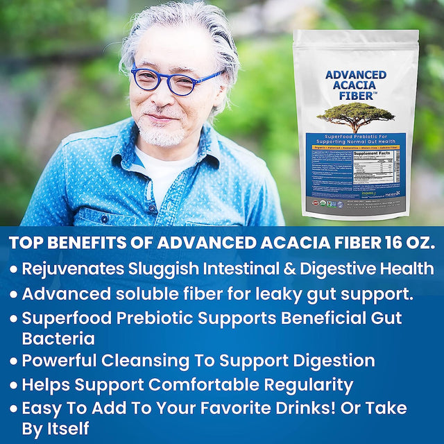 Advanced Acacia Fiber Powder 2.5 Ibs (40Oz) Soluble Fiber Leaky Gut Repair Powder. Organic Fiber Supplement Powder Prebiotic for Gut Repair