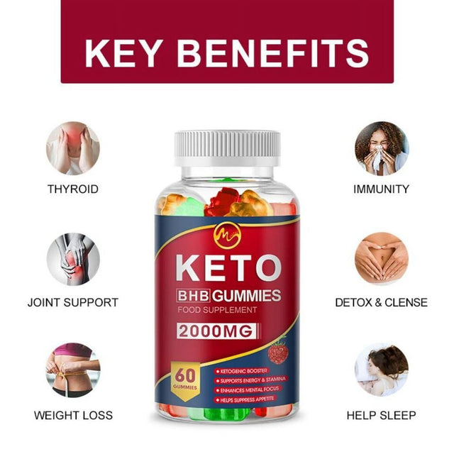 Keto ACV BHB Gummies for Fat Burn Weight Loss Detox Keto Diet Pills 60 Count