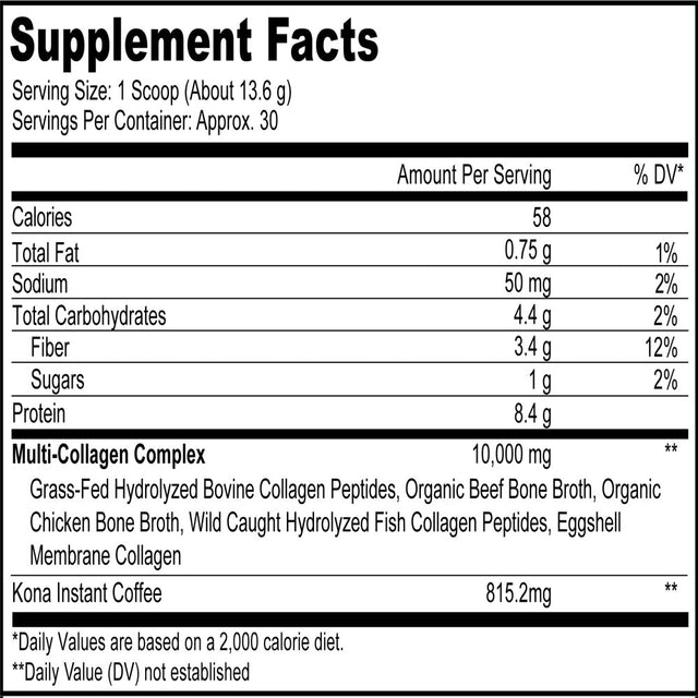 Codeage Multi Collagen Peptides Powder, Mocha Coffee, Grass-Fed Pasture-Raised Hydrolyzed Collagen, 14.39 Oz