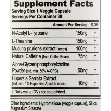 Mind and Memory Support Brain Supplement for Energy & Focus - Nootropic Brain Booster Pills with L-Theanine, L-Tyrosine & Natural Caffeine - EVL Focusmode Vitamin Supplement 30 Servings