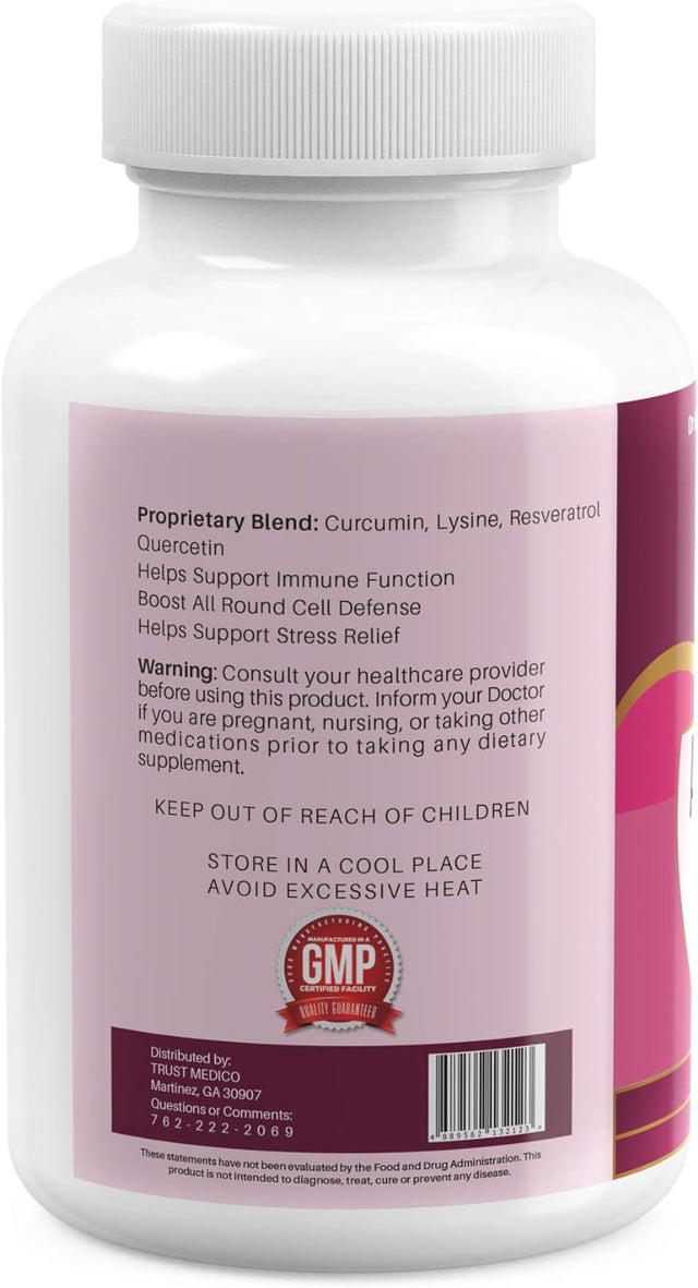 Aviva Defense Immune Booster Promotes Defense for Stress Induced Outbreaks and Faster Recovery, Advanced Formula plus Lysine .- Full 90 Days Supply