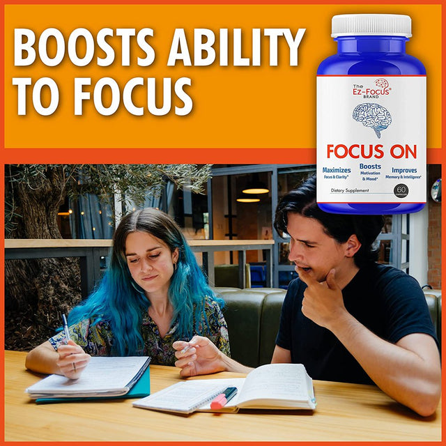 Focus on Brain Booster Supplement for Focus, Memory, Clarity, Energy, Brain Health Supplements for Adults & Seniors, Brain Supplement Memory Vitamins, Brain Boost Pills for Men, Women-60 Caps