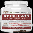 Real Mushrooms Reishi Mushroom Capsules for Longevity (90Ct) Vegan, Non-Gmo Reishi Extract, Reishi Mushroom Supplement for Relaxation, Better Sleep, Overall Wellness, Also Safe for Pets